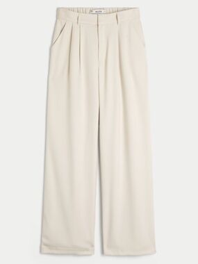 Cream Hollister high rise wide leg trousers size M
